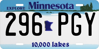 MN license plate 296PGY