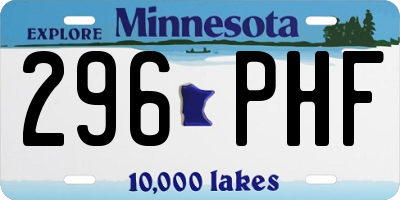 MN license plate 296PHF