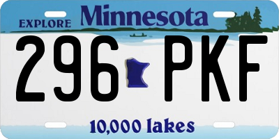 MN license plate 296PKF