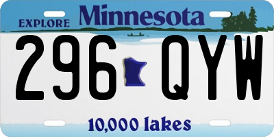 MN license plate 296QYW