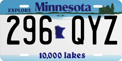 MN license plate 296QYZ