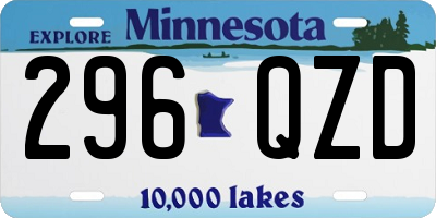 MN license plate 296QZD