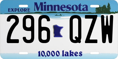 MN license plate 296QZW