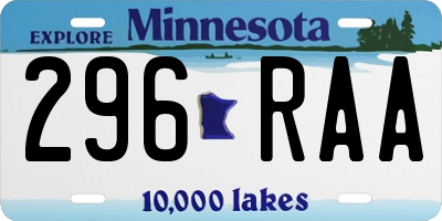 MN license plate 296RAA