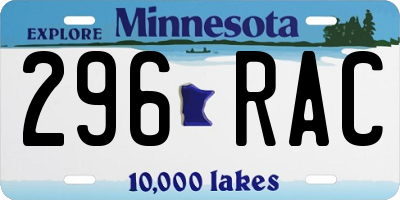 MN license plate 296RAC
