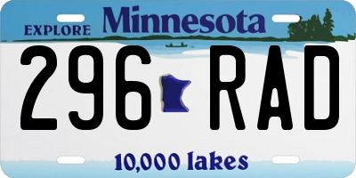 MN license plate 296RAD