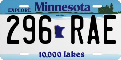 MN license plate 296RAE