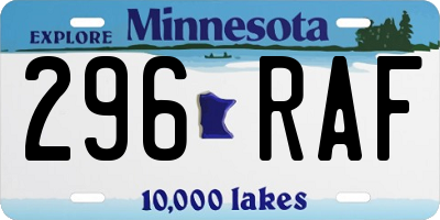 MN license plate 296RAF