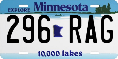 MN license plate 296RAG