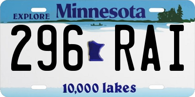 MN license plate 296RAI