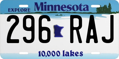 MN license plate 296RAJ