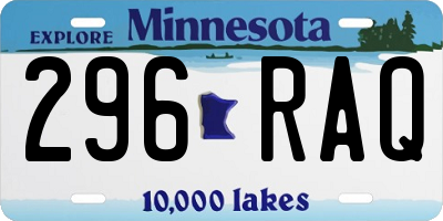 MN license plate 296RAQ