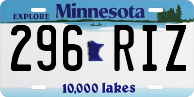 MN license plate 296RIZ