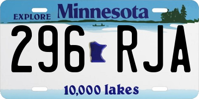 MN license plate 296RJA