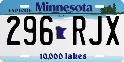MN license plate 296RJX