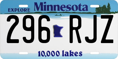 MN license plate 296RJZ