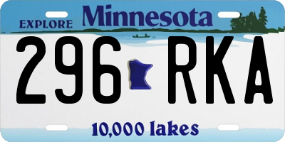 MN license plate 296RKA