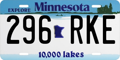 MN license plate 296RKE