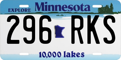 MN license plate 296RKS