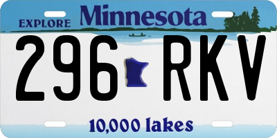 MN license plate 296RKV