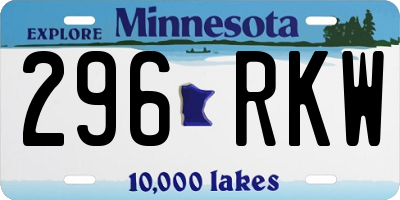 MN license plate 296RKW