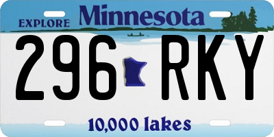 MN license plate 296RKY