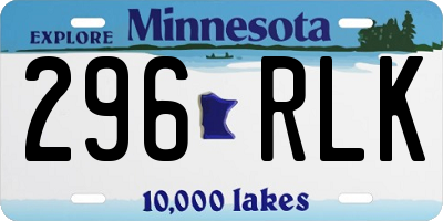 MN license plate 296RLK