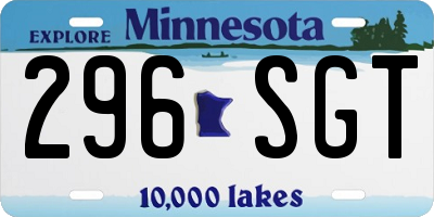 MN license plate 296SGT