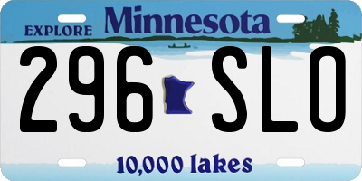 MN license plate 296SLO