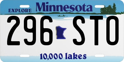 MN license plate 296STO