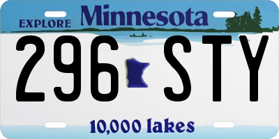 MN license plate 296STY