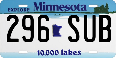 MN license plate 296SUB
