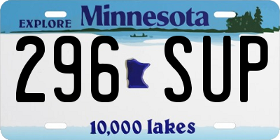 MN license plate 296SUP