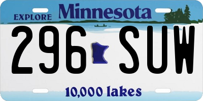MN license plate 296SUW