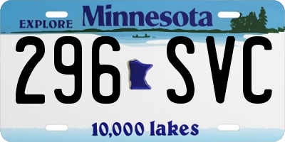 MN license plate 296SVC