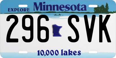 MN license plate 296SVK