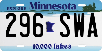 MN license plate 296SWA