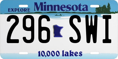 MN license plate 296SWI