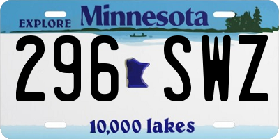 MN license plate 296SWZ