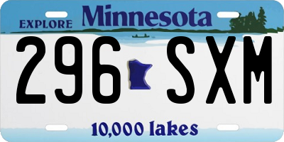 MN license plate 296SXM