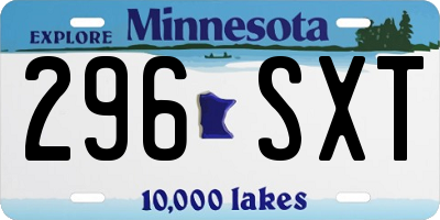 MN license plate 296SXT