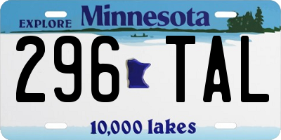 MN license plate 296TAL