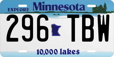 MN license plate 296TBW