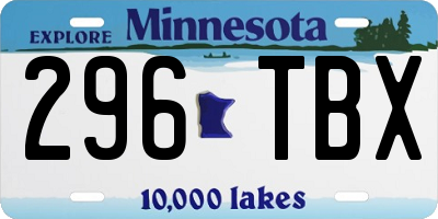 MN license plate 296TBX