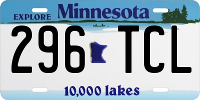 MN license plate 296TCL