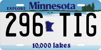MN license plate 296TIG