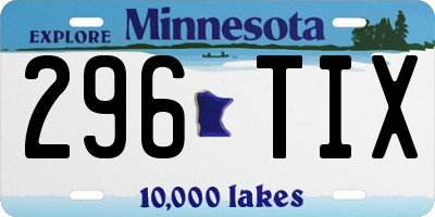 MN license plate 296TIX