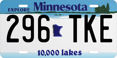 MN license plate 296TKE