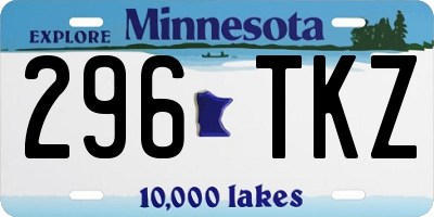 MN license plate 296TKZ