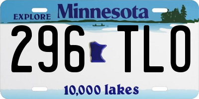 MN license plate 296TLO